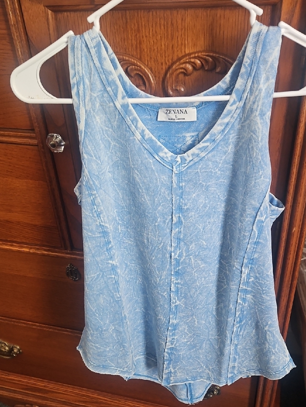 Zenana Outfitters Light Blue Washed V-Neck Sleeveless Tank
